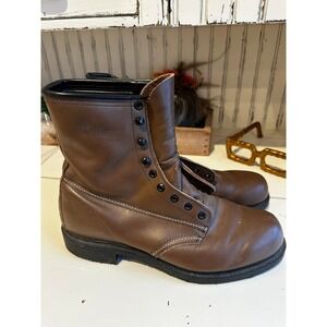 Walker Mens Brown Leather Work Boots Oil Resistant Lace Up Size 10.5 D Vintage